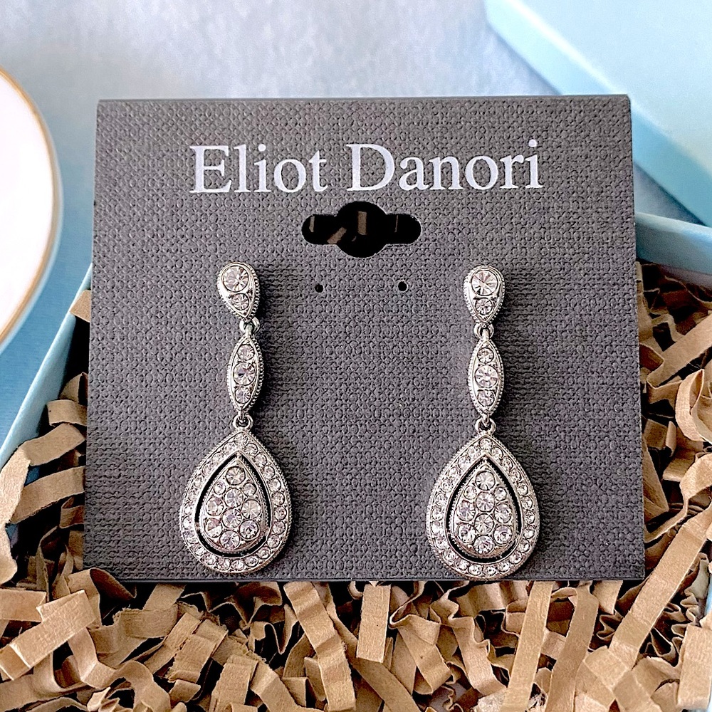 Eliot Danori Silver-tone Raindrop Crystal Earrings